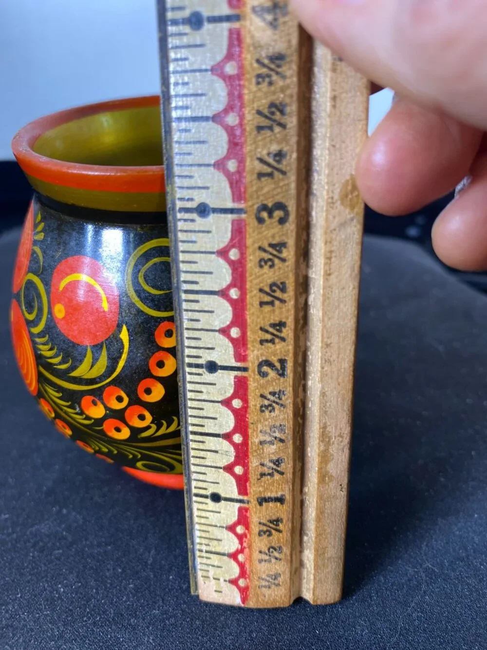 Vintage Soviet Russian Hand Painted Khokhloma Folk Art Cup Vase 3